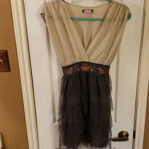 Adorable grey ruffle mini dress